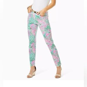 NWT Lilly Pulitzer Kelly Knit Bali Blue Spotted on Worth Patterned Pants